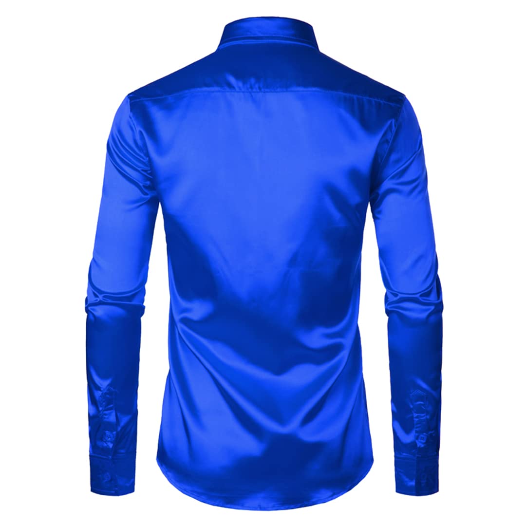royal blue satin dress shirt Royal Silk - Fabulous Royal Blue Silk Button-Down Shirt