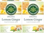 Traditional Medicinals Lemon Ginger Tea, 16 Count Tea Bags