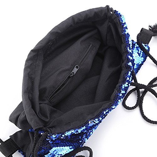 Mermaid Sequin Bag Dance Bag Shining Shoulder Bag Riding Biking Drawstring Bag Outdoor Sports Backpack (Gold) #TOP2