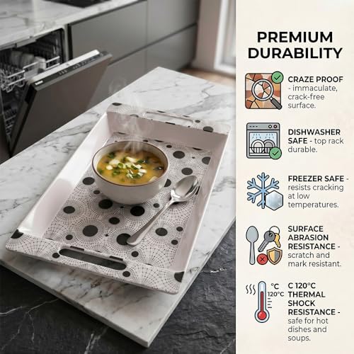 Image of U.P.C Serving Tray Set of 2 / Tray Set for Serving Premium Printed Tray for Serving /Multi-Use Serving Plate (Small, Medium)