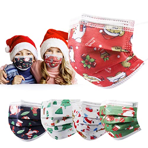 Acewin 50 Masques Enfants Colorés, Masque Noël Enfant Jetable Certifié Ce Couche 3 Garçons et Filles Cover