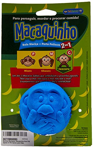 Bolinha Recheável Macaquinho Azul Tamanho G para Cães