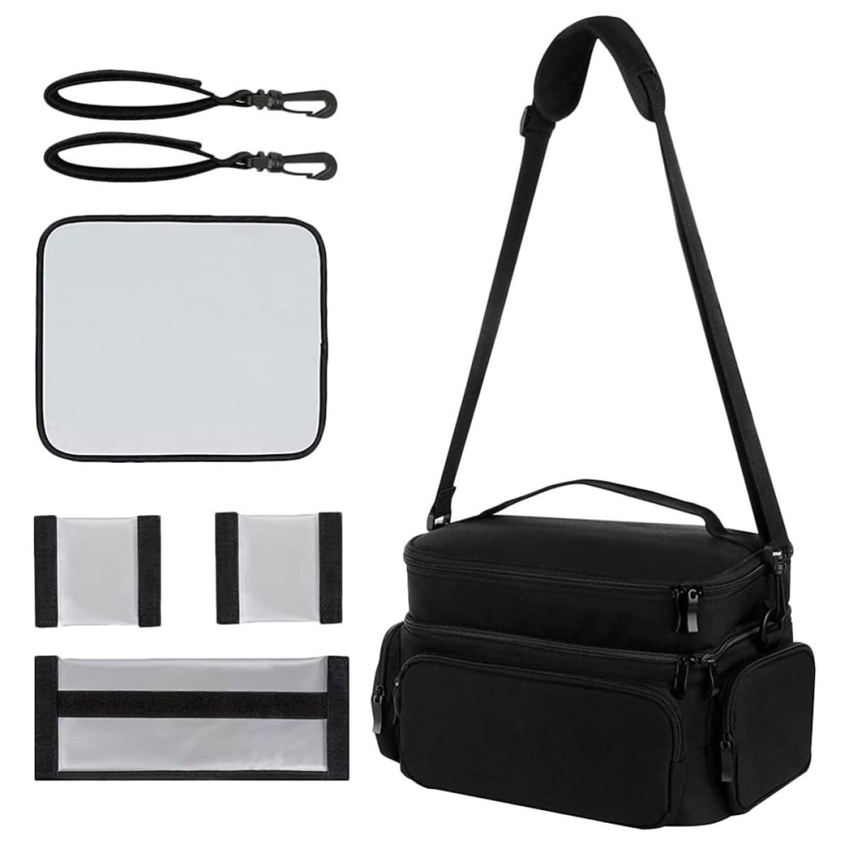 Garneck Estuche Portátil para Extractor de Leche Bolsa para Extractor de Leche Portátil Asa Cierre de Cremallera Poliéster y Malla Negro Wearable y Biberones Oficina y Viaje