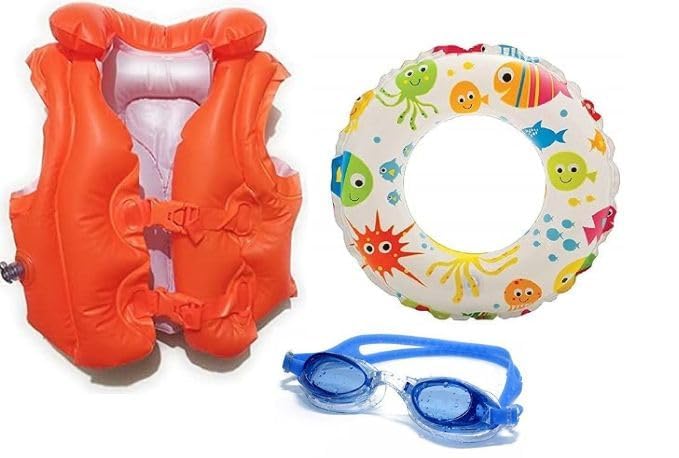 Image of Kids Swimmers Swim Jacket Safety Ring & Goggles, 5-8 Years
