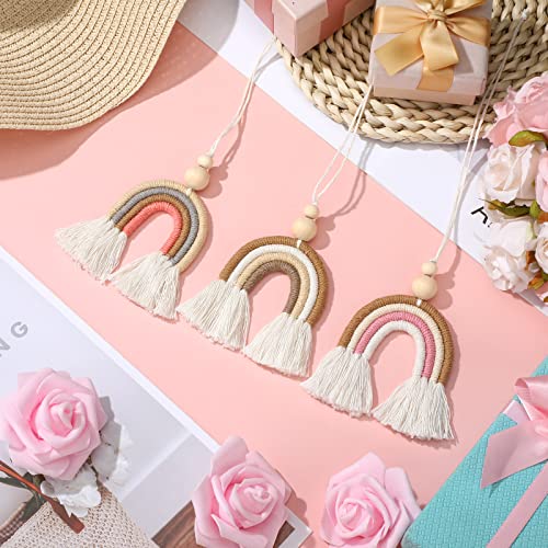 3 Pieces Boho Rainbow Car Charm Essential Oil Diffusers For Car Cute Car Air Fresheners Handmade Hanging Car Accessories Decor For Car Interior (Beautiful Style) #TOP1
