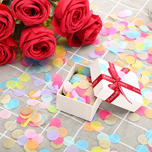 Image of TecUnite Colorful Confetti Round Tissue Paper Table Confetti Dots for Wedding Birthday Party Decoration Arts Craft DIY Scrapbooking, 1.76 oz (1.5 cm)
