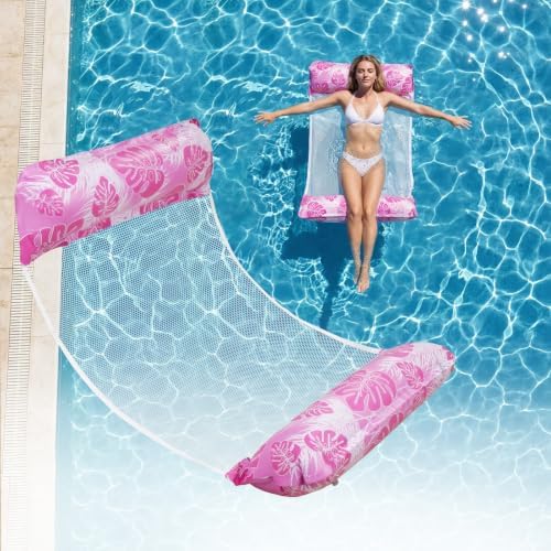 Adult Inflatable Pool Floats, Water Lounger Chair for Summer, Pink