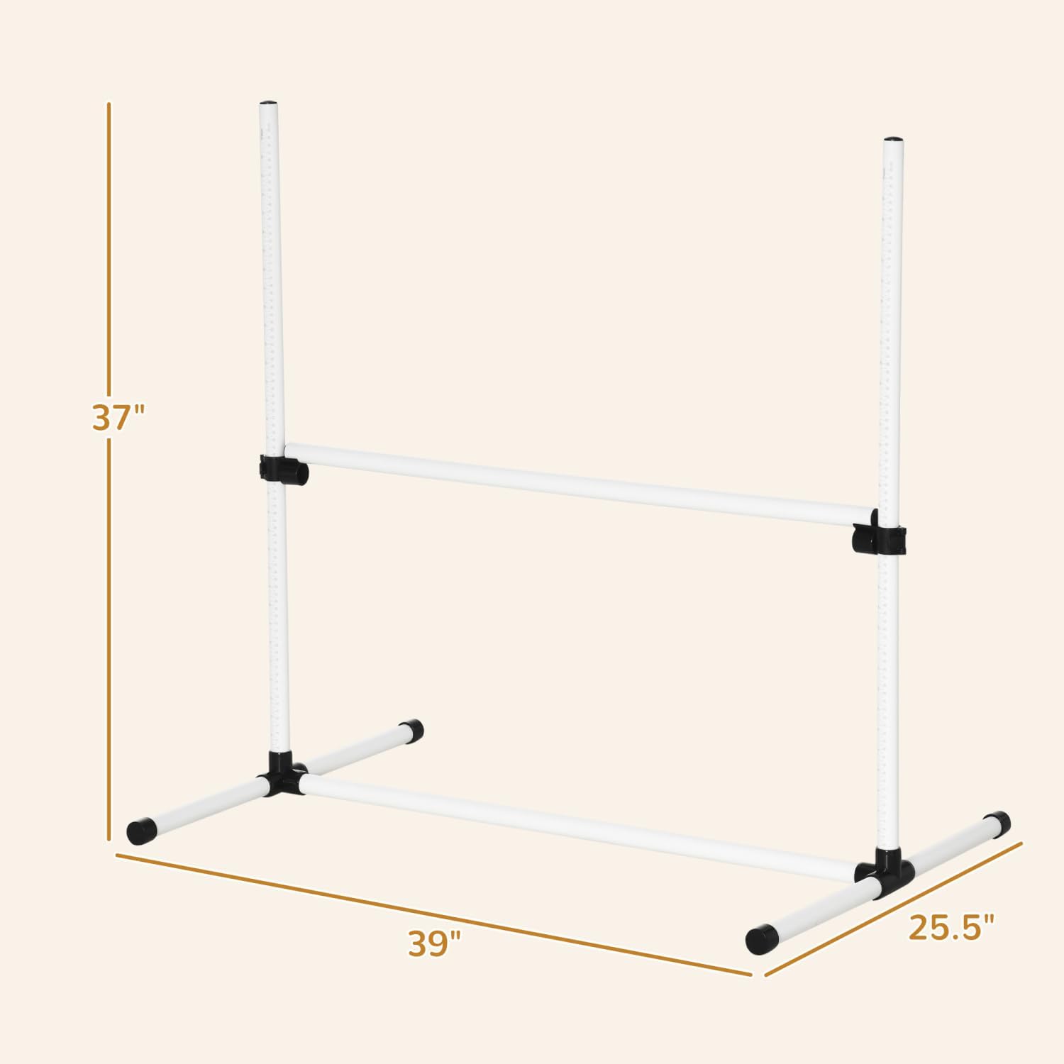 6 Piece Dog Agility Training Equipment for Course with Adjustable Height Jump Bars, Included Carry Bag, & Displacing Top, White
