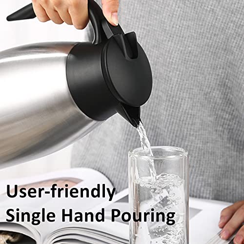 Coffee Carafe For Keeping Hot,68Oz/2L Thermal Carafe For Hot Liquids,Insulated Coffee Thermos Carafe,Stainless Steel Thermal Pot Flask,Dual Wall Insulated Water Tea Beverage Dispenser & Cleaner Brush #TOP6