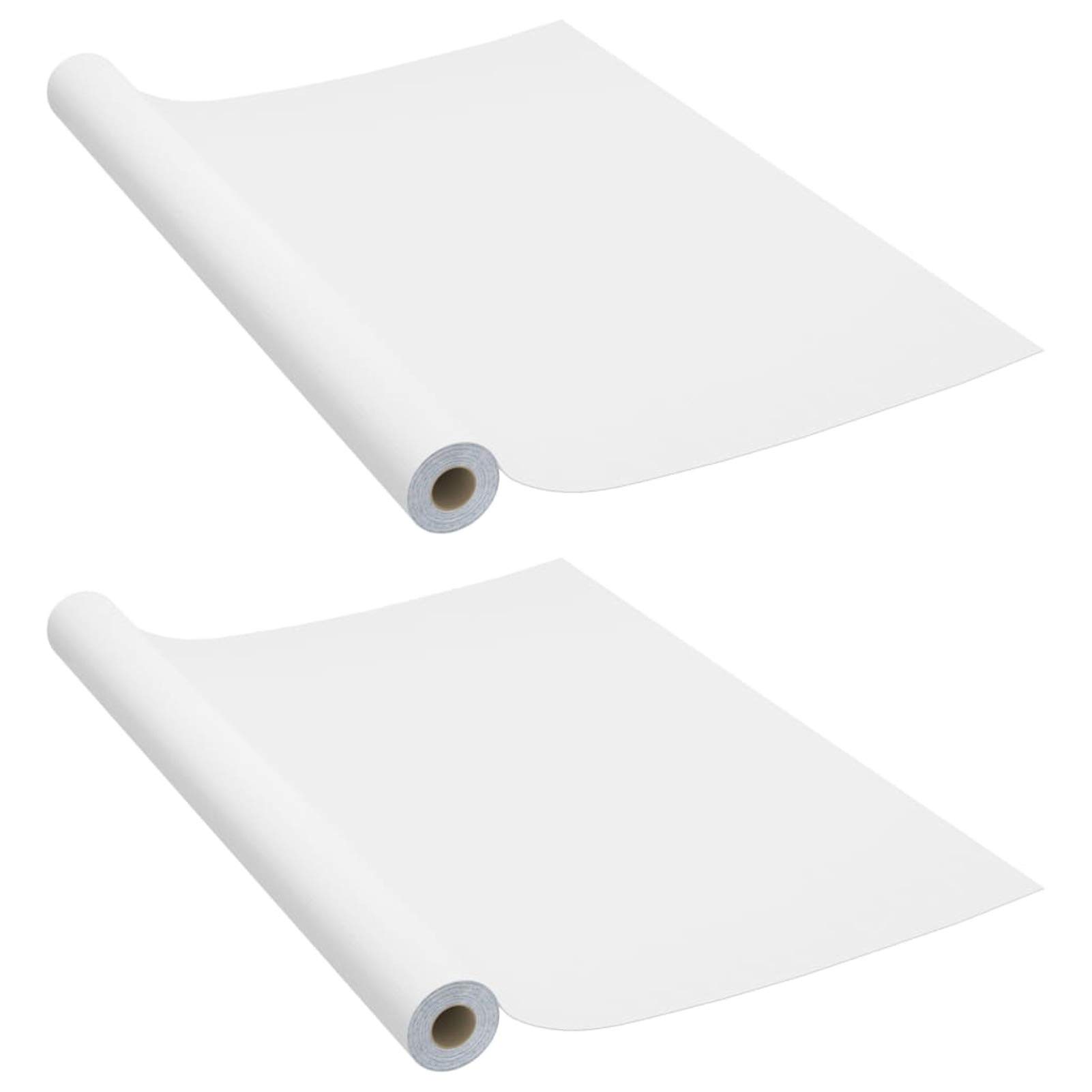 Láminas Autoadhesivas Muebles 2 uds PVC Blanco 500x90 cm, Vi para Puertas, Vi para La Cocina, Papel para Forrar Muebles