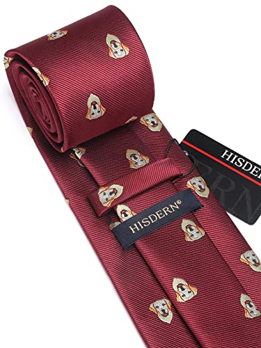 Image of HISDERN Ties for Men Classic Animal Tie and Pocket Square Set Jacquard Woven Silk Neckties Handkerchief Wedding Party
