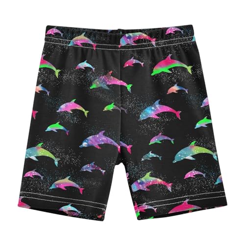 JHKKU Girls Colorful Dolphins Shorts Cotton Cartwheel Bike Kids Biker Under Dress Dance Short Girl Clothes 8Y