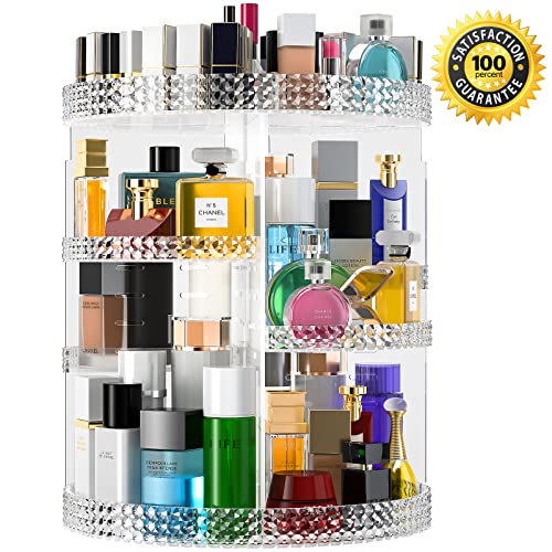 360 Large Rotating Makeup Organizer Countertop, Clear Acrylic Makeup Organizers, Organizador De Perfumes, 7 Layers Large Make Up Organizer, Huge Storage Fits For Vanity And Bathroom - Plus Size Clear #TOP1