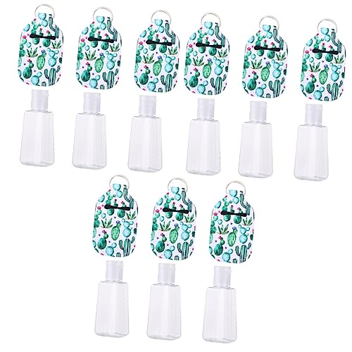 Healeved 9sets Refillable Travel Bottles Cactus Keychain Holder Hand Bottle Carriers for Empty Gym Covers