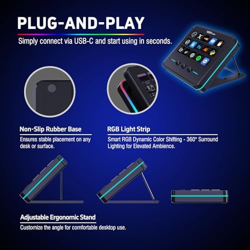 VSDINSIDE Macro Keypad, Stream Controller Deck Gaming Streaming Shortcut Keyboard, 18 Programmable Keys Customizable Visual AI Pad USB Soundboard for OBS, YouTube, Desk Office Setup, Laptop, PC, Mac - 3