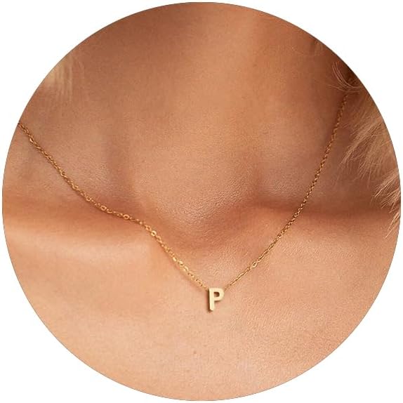 Tiny Initial Necklace 18K Gold Plated Small Letter Necklace Personalized Name Necklace for Women