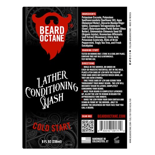 Beard Octane: Cold Start Beard Wash - 8 oz Shampoo - Cleans & Moisturizes with Shea Butter & Jojoba - Healthy, Softer Beards - Made in USA - Image 4