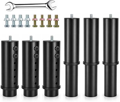 Metal Adjustable Bed Legs Replacement for Adjustable Bed Base Frame Parts Heavy Duty Feet Support Extra Height Range 7 to 12 Inch M8 M10 Thread Compatible with 89% Base Set of 6