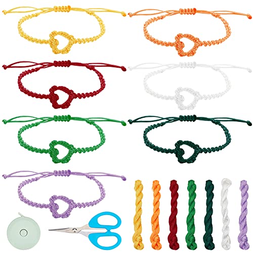 Freebloss Diy Heart Macrame Bracelets Kit Creative Heart Style Friendship Bracelets Macrame Bracelets For Girls Valentine's Day Gift Macrame Kit For Adults Beginners #TOP30