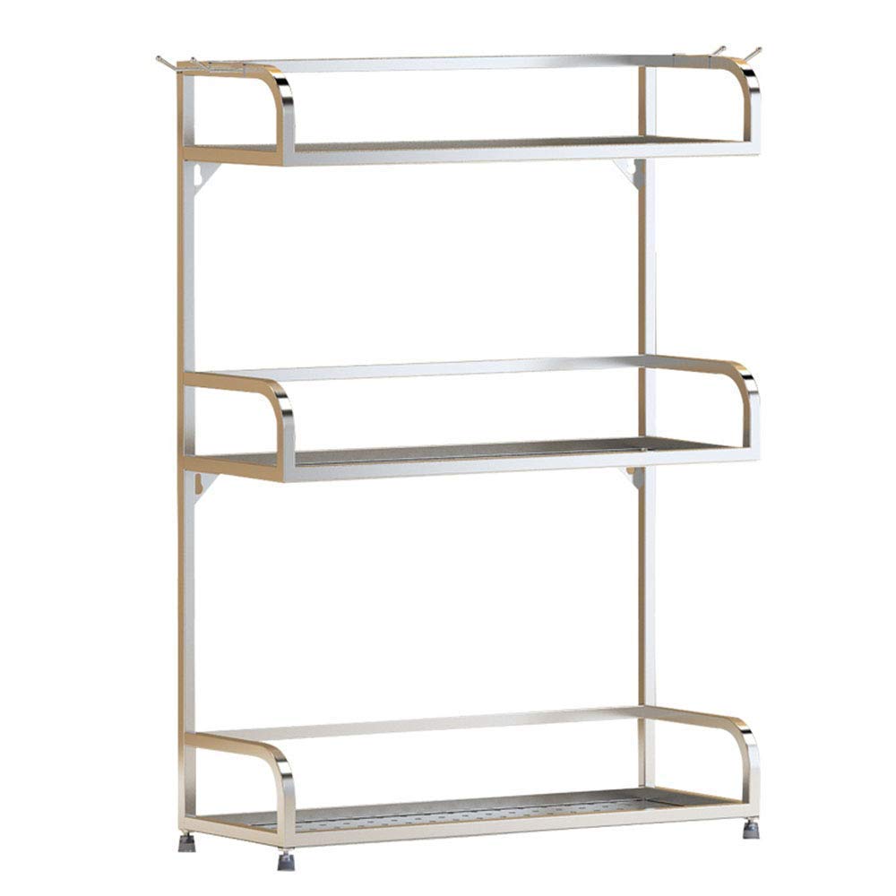 HADECOLL Shelf,Home Kitchen Rack Stainless Steel Punch-Free Spice Rack Floor-Standing Kitchen Supplies Storage Rack,50×15×58Cm,50×15×58Cm