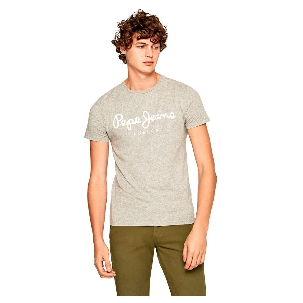 Pepe Jeans Men's Grey (Grey Marl) Original Stretch T-Shirt Slim Fit Short Sleeve L