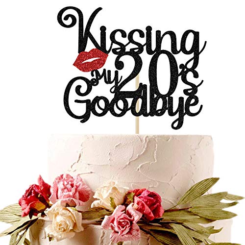 Glitter Kissing My 20'S Goodbye Cake Topper, Rip Twenties Cake Decor, Happy 30Th Birthday Party Decoration Supplies(Black And Red) #TOP2
