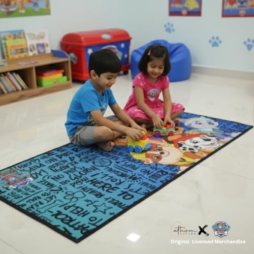 Image of Athom Living Paw Patrol (Blue) Runner Carpet 2x4.5 Ft, Soft Printed Mat with Anti-Skid Backing, Durable Washable Runner for Kids Bedroom, Play Area & Playroom Decor