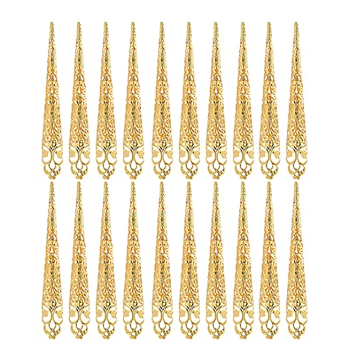 Paquet de 20 anneaux de griffe bout d'ongle doigt accessoires d'armure bout doigt 'or pour le costume reine antique Halloween Cosplay spectacle danse dramatique