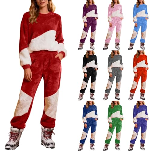 Pijama de Navidad de 2 piezas evita el frío invernal con este suéter de manga larga de franela