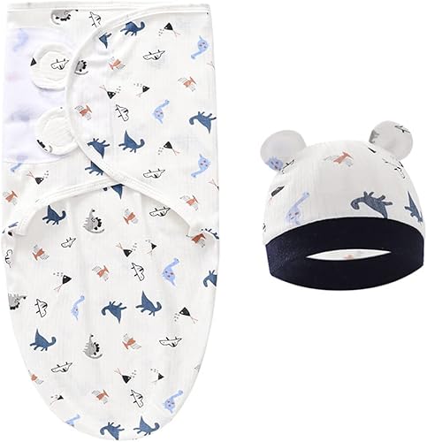 Saco de dormir para bebé con gorro para bebé de 0 a 3 meses paquete de 3 envolturas de algodón suave para recién nacidos para niños y niñas 2