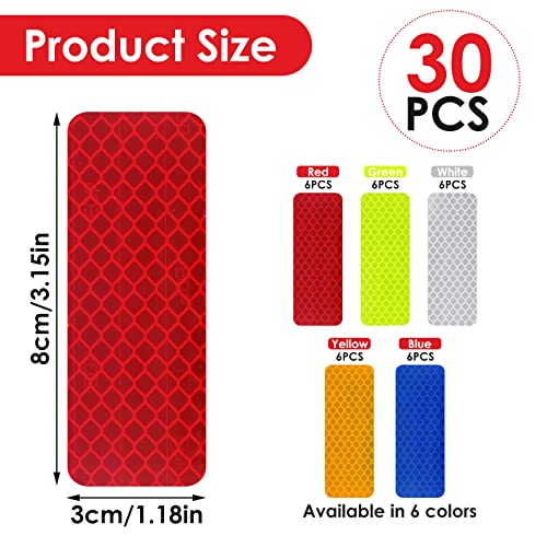 Abeillo 30 Pieces Safety Reflective Stickers, Warning Reflective Stickers Stick-On Car Reflector Sticker Waterproof Reflective Tape Stickers For Vehicle, Bicycles, Motorcycles, 1.18 X 3.25 Inch #TOP1