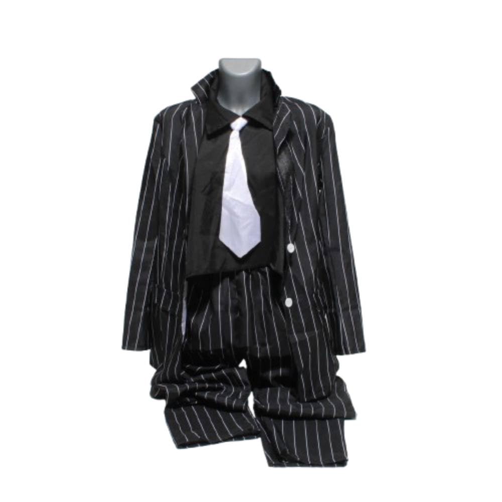 FIESTAS GUIRCA | 1920s Gangster Fancy Dress for Women (14-16/L) - Shirt, Jacket, Tie and Trousers - Mafia and Charleston Costumes for Halloween, Carnival and Fancy Dress Parties - Black and White
