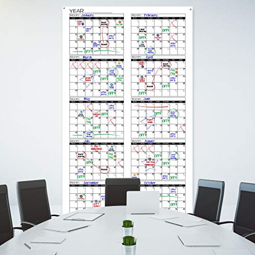 Large Dry Erase Wall Calendar - Premium Giant Reusable Yearly Calendar - Oversized Whiteboard Annual 12 Month Undated Planner - 36"X72" #TOP6