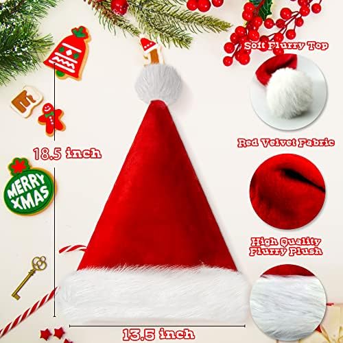 obqo Christmas Plush Santa Hat for Adult, Unisex Adult Christmas Hats Fabric, Plush Christmas Costume Classic Hat, Adult Size