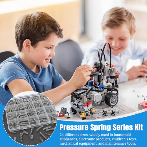 390 Stück Druckfedern Sortiment Set,24 Größen von Edelstahl Druckfeder,Mechanische Metall Mini Federn,304 Edelstahl Spiralfeder mit Sortierbox für DIY, Zuhause, Automobilreparaturen