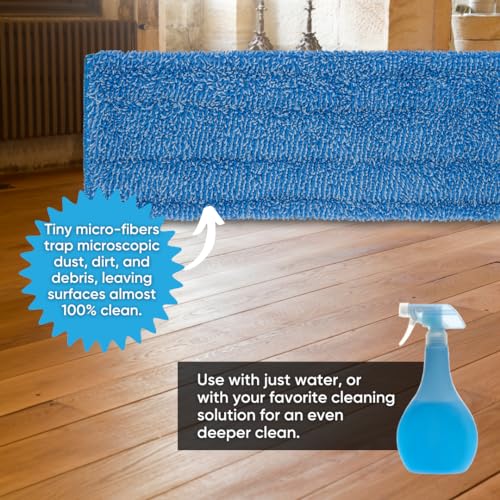 Image of Microfiber Wholesale 18 inch Absorbent Microfiber Wet Mop Pad - Reusable, Machine Washable, Refills (2 Pack)