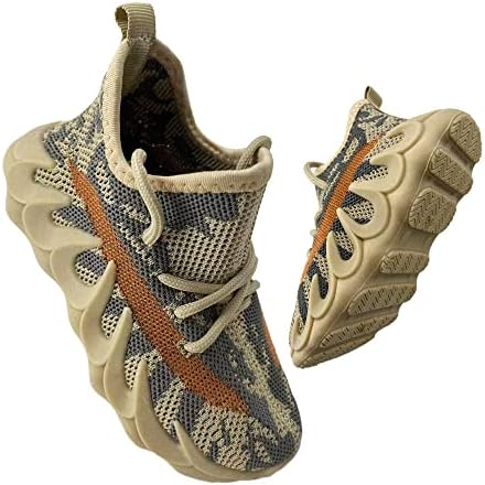ZJBPHL Kids' Fashion Walking Shoes with Breathable Lining and Hook-and-Loop Closure, Aa-brown, 2.5 Big Kid