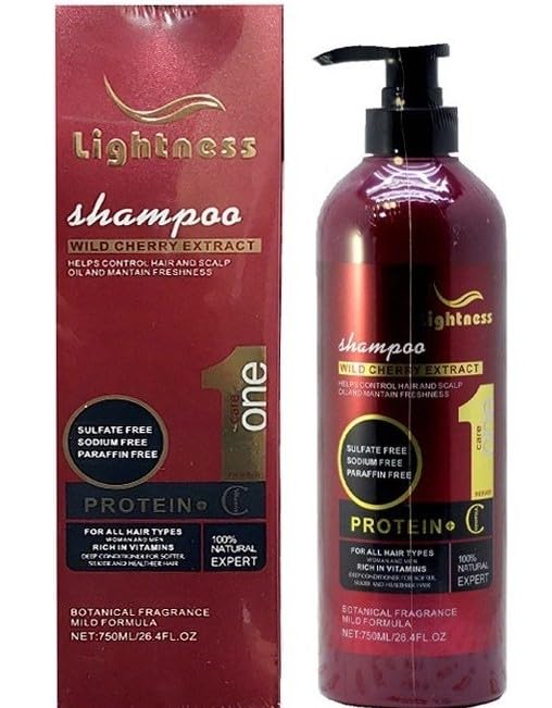 Lightness Shampoo 750ML & Mask Protein Hair Mask 1000ML - Professional Hair Repair Treatment for All Hair Types (WILD CHERRY EXTRACT PROTEIN+C vitamin)