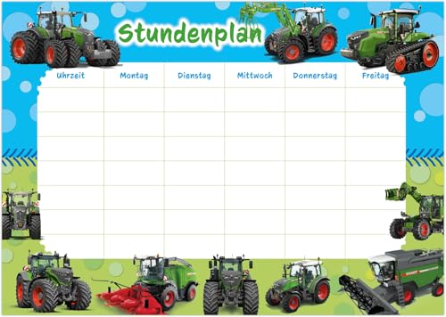 2 Stundenpläne * FENDT TRAKTOR * für die Schule oder als Planer | Größe: 28x18cm, formgestanzt | Trecker Landwirtschaft Bauernhof Farm Kinder Geburtstag Einschulung Schulanfang Schultüte