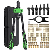 Kit Pistolet à Riveter Proster 14” - 6 Mandrins + 150 écrous - Double Effet De Levier - Boîte Rangement