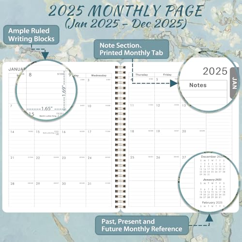 2025 Planner/Calendar - Planner 2025 Weekly and Monthly, Jan. 2025 - Dec. 2025, 8" x 10", Ruled Daily Blocks, Includes All Major Holidays, Perfect Organizer - Thumbnail 3