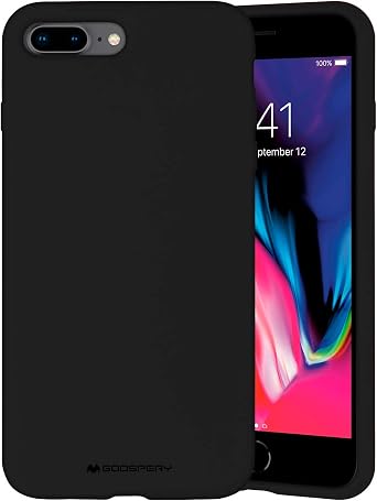 GOOSPERY Liquid Silicone Case for Apple iPhone 8 Plus & iPhone 7 Plus 5.5 Inch Jelly Rubber Bumper Case with Soft Microfiber Lining Black