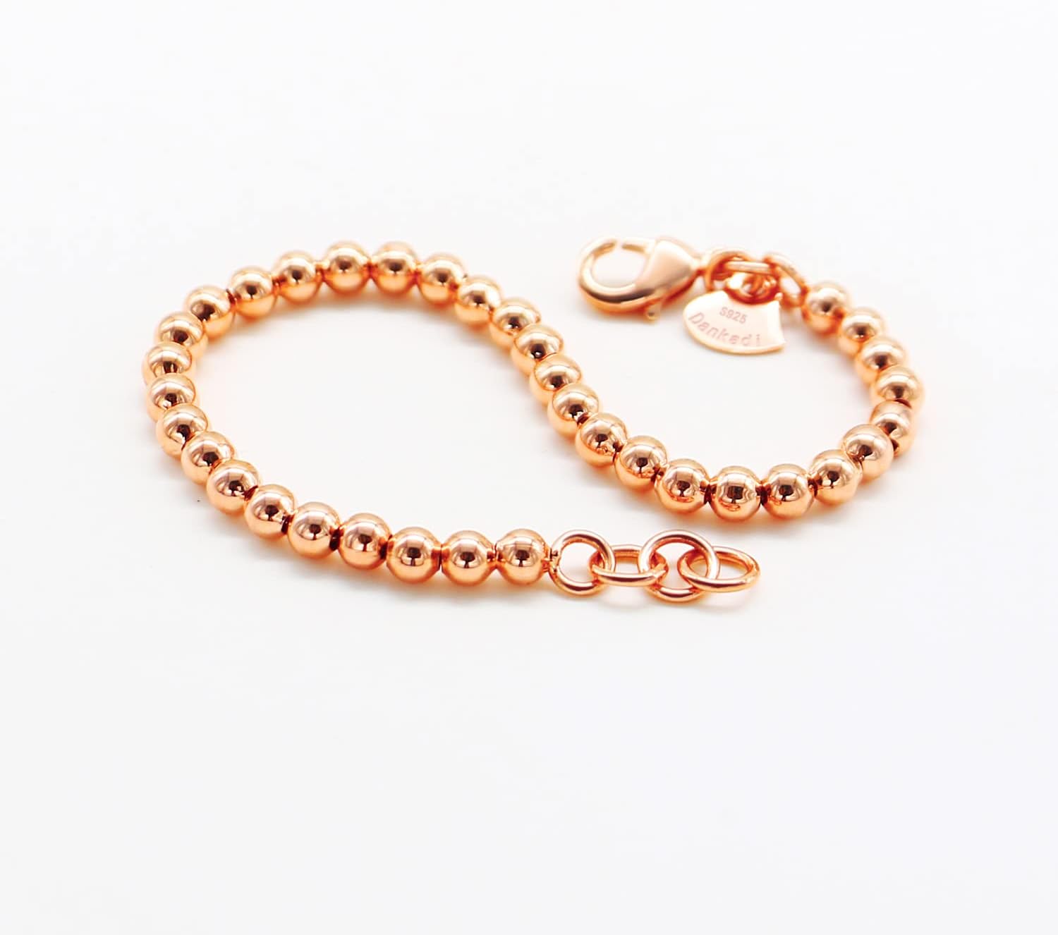 H&Beautimer 925 Sterling Silver 4-10MM Ball Chain Bracelet For Women's - Italian Handmade Bead Chain Bracelet 5''5.7''6.3''6.7''7.5''8''8.3''8.5''9 Inch Rose Gold Party Jewelry