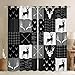 Deer Silhouette Window Curtains,Antlers Arrow Window Treatments Stripes Gird Camouflage Window Drapes for Kids Teens Room Decor Grommet Top 2 Panel Set Bedroom Curtains,42X63 inch,Black White Grey