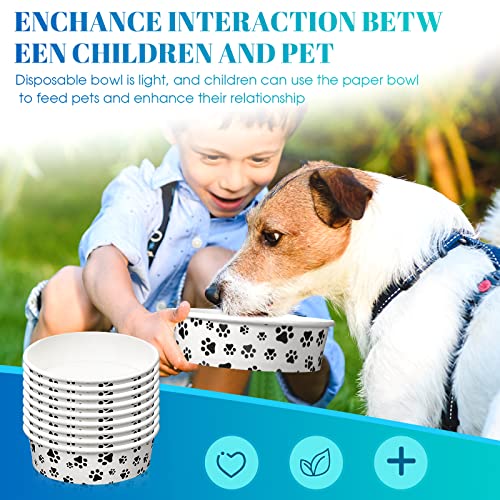 Potchen 30 Pieces Disposable Feeding Bowls Small Dog Bowls With Printed Pattern Dog Dishes For Small Dogs Pet Food Bowls Travel Bowls For Feeding Dogs And Cats Puppies Dry Wet Food Water (16 Oz) #TOP6