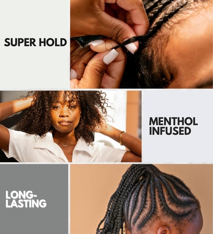 EBIN NEW YORK Braiding Gel – 3x BRAID FORMULA CONDITIONING GEL - Dr. Feel Good (11oz/310ml) Bundle menthol-infused & edge for neat braids, twists, locs – Gift Set (3 Items)