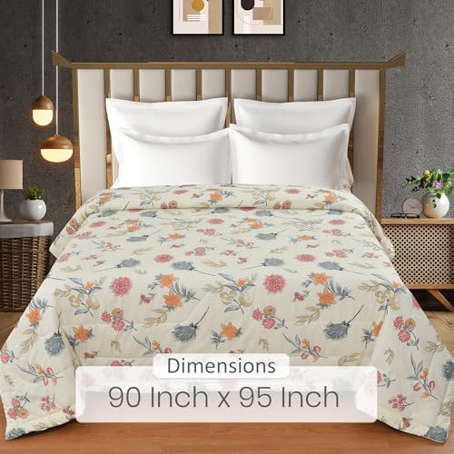 Image of FRESH FROM LOOM Microfiber All Seasons Collection Micro Fiber Comforter | Dohar | Quit | Double Bed | Double Weaved | Washable | Hypoallergenic Skin Friendly (Pastel-Cream | 90 x 95 Inch)