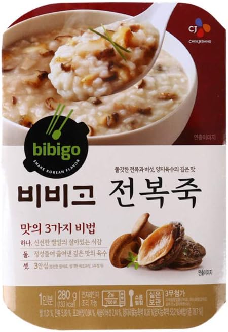 Bibigo Korean Abalone Rice Porridge, Microwaveable, 2 Pack (280g x 2)