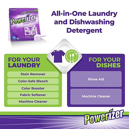 Powerizer Complete Laundry Powder Detergent & Multipurpose Cleaner | 3 Lb Detergent Powder | 136 Scoops | Plant-Based Concentrated Laundry Soap & Dishwasher Detergent Powder #TOP3
