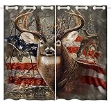 HommomH Deer Curtains (2 Panels 54 x 84 Inch) Grommet Top Darkening Blackout Room Curtain Americana